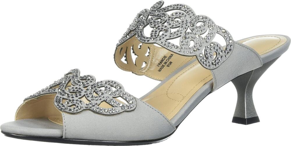 J. RENEE FRANCIE - HEELS FOR WOMEN - SCULPTED HEEL SILVER 12 M (B)